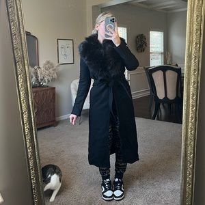 Zara coat  with belt 75% wool